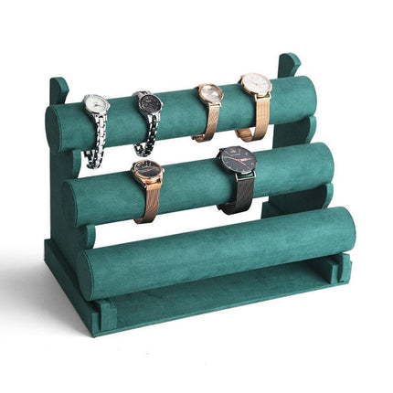 Dark Green Velvet Bracelet and Watch Display Stand - Wnkrs