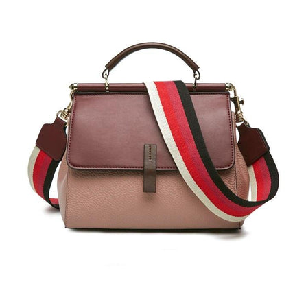 Women's Leather Crossbody Bag with Colorful Strap - Wnkrs