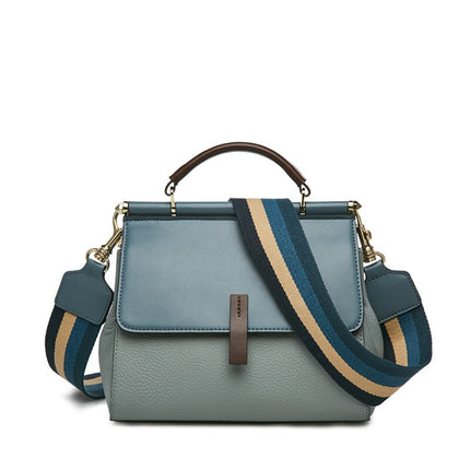 Women's Leather Crossbody Bag with Colorful Strap - Wnkrs