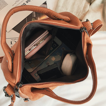 Fashion Top-Handle Bag with Rivets - Wnkrs