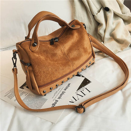 Fashion Top-Handle Bag with Rivets - Wnkrs