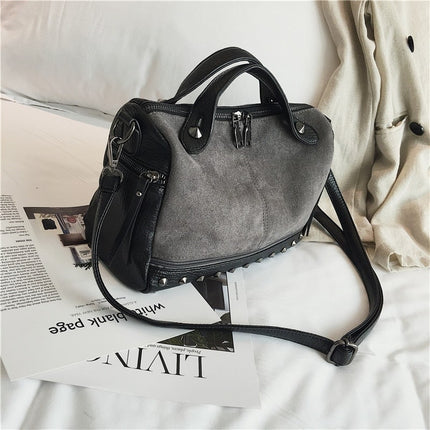Fashion Top-Handle Bag with Rivets - Wnkrs