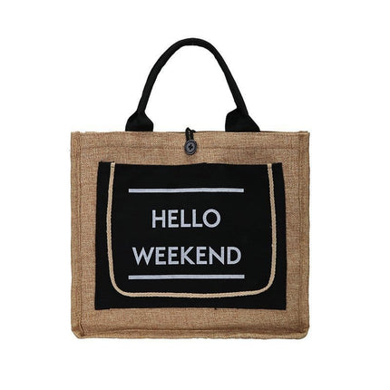 Women's Linen Hello Weekend Tassel Tote Bag - Wnkrs