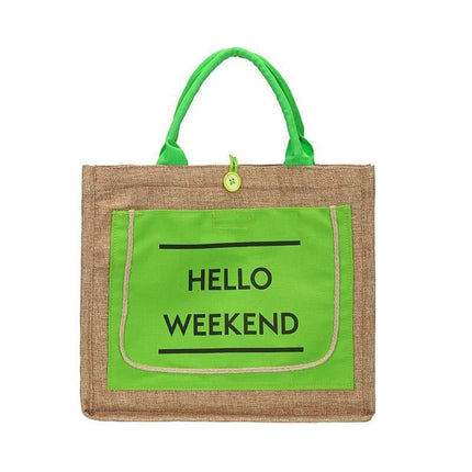 Women's Linen Hello Weekend Tassel Tote Bag - Wnkrs