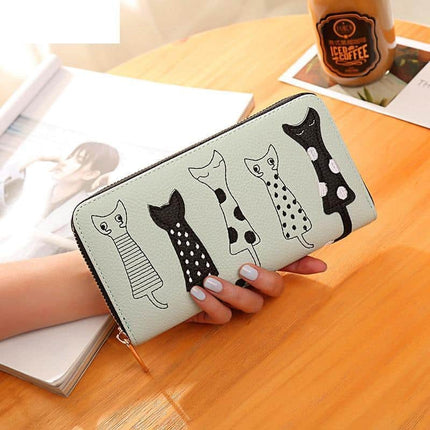 Luxury PU Leather Women Wallet with Zipper with Cat Pattern - Wnkrs