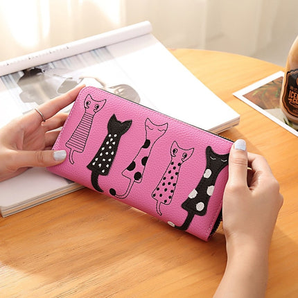 Luxury PU Leather Women Wallet with Zipper with Cat Pattern - Wnkrs