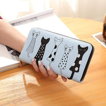 Luxury PU Leather Women Wallet with Zipper with Cat Pattern - Wnkrs