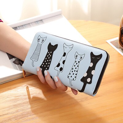 Luxury PU Leather Women Wallet with Zipper with Cat Pattern - Wnkrs