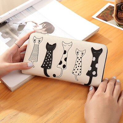 Luxury PU Leather Women Wallet with Zipper with Cat Pattern - Wnkrs