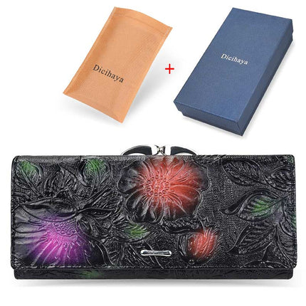 Luxury Floral Patterned Genuine Leather Women's Wallet - Wnkrs