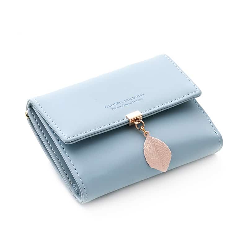 Women's Boho Short Wallet with Leaf Shaped Pendant