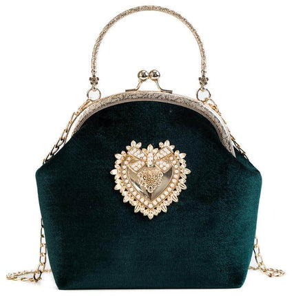 Women's Golden Heart Velvet Handbag - Wnkrs