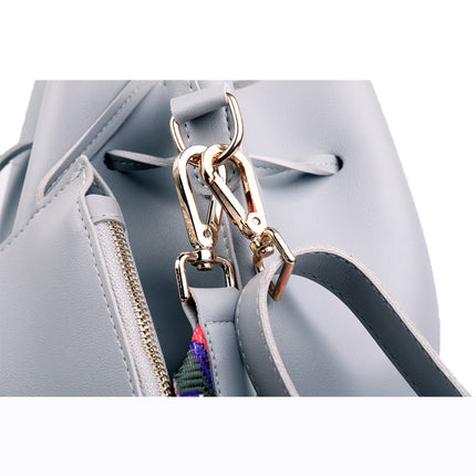 Women's PU Leather Bucket Bag With Colorful Strap - Wnkrs