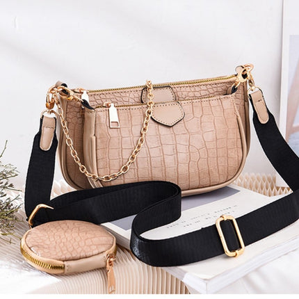 Women's Crocodile Skin Embellished Shoulder Bag with Wallet - Wnkrs