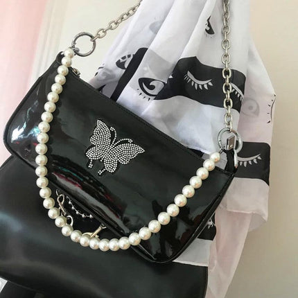 Vintage Butterfly Printed Chain Shoulder Bag for Women - Wnkrs
