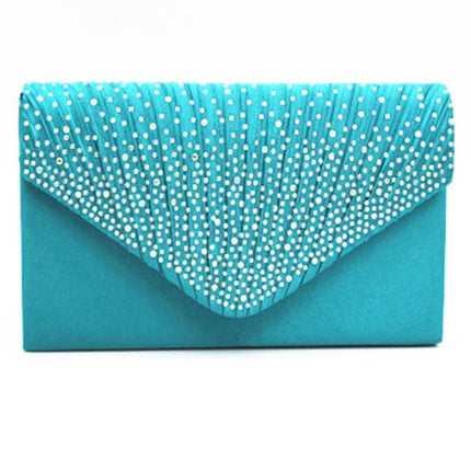 Fashion Satin Evening Bags for Women - Luxury Diamond and Chain Embellished Bag - Wnkrs