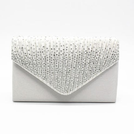 Fashion Satin Evening Bags for Women - Luxury Diamond and Chain Embellished Bag - Wnkrs