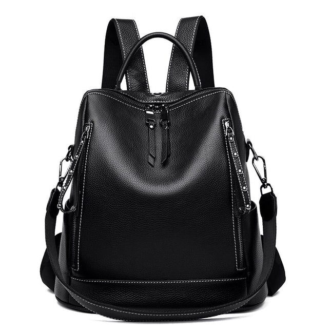 Women's Simple Leather Backpack - Wnkrs