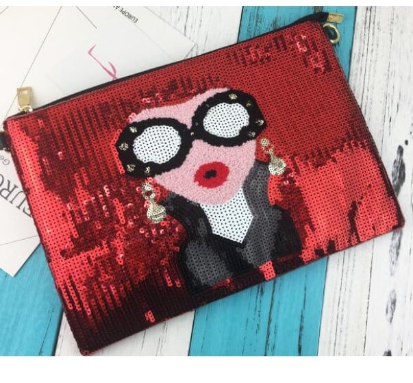 Women's Fashion Victim Design Sequined Clutch