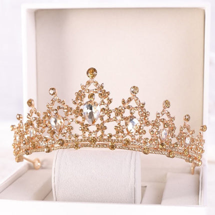 Gold / Blue Rhinestone Women's Hair Tiara - Wnkrs