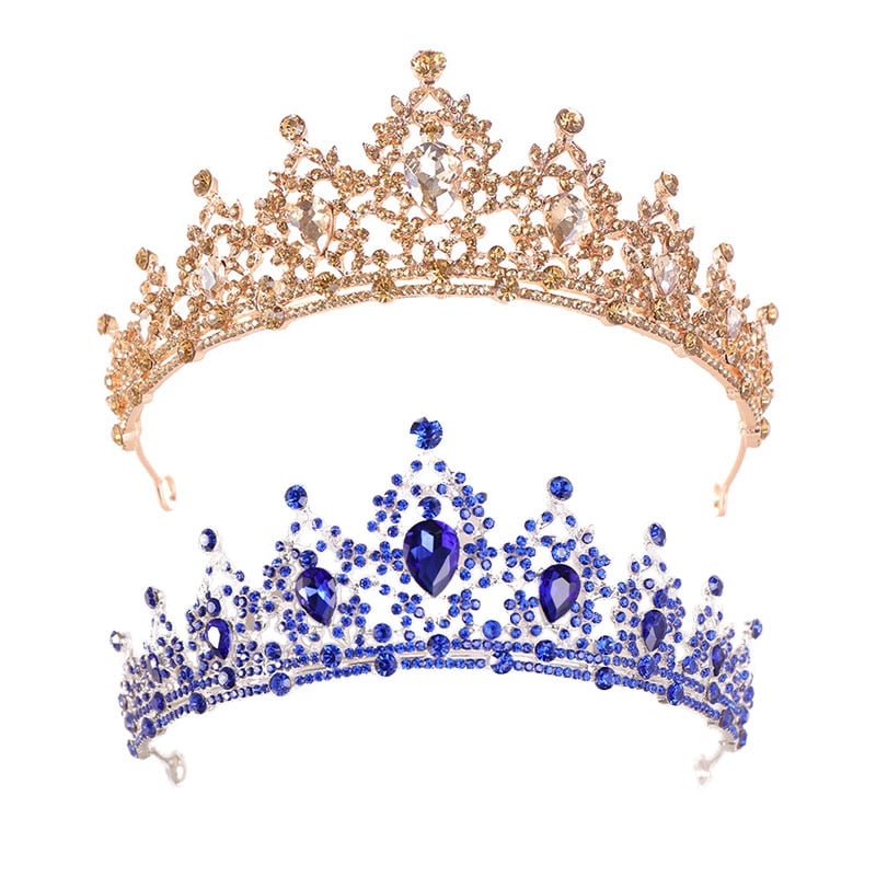 Gold / Blue Rhinestone Women's Hair Tiara
