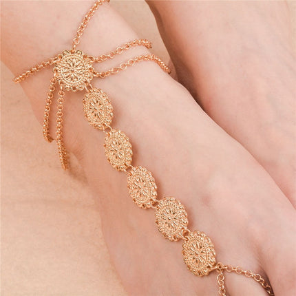 Carved Metal Coins Anklet - Wnkrs