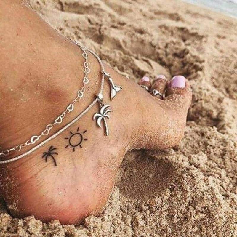 Double Layer Coconut Tree Ankle Bracelet