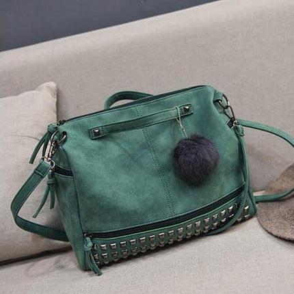 Women's Leather Bag with Pompom - Wnkrs