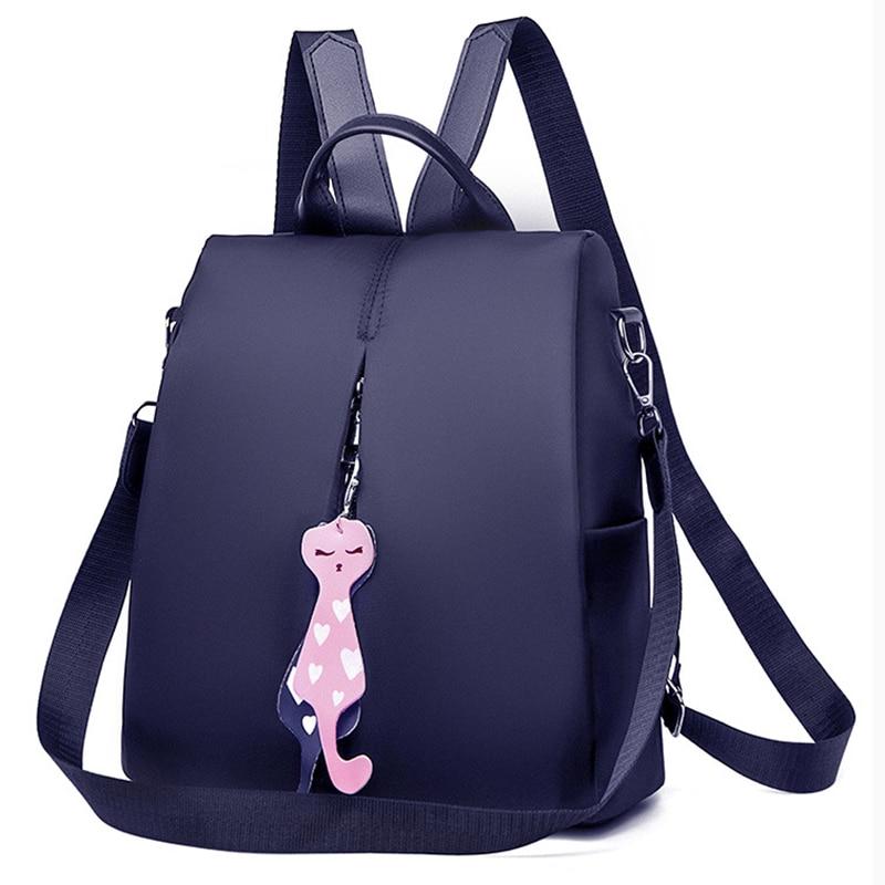 Women's Small Backpack with Cat Pendant
