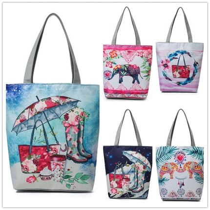 Women's Beach Printed Canvas Handbags - Wnkrs