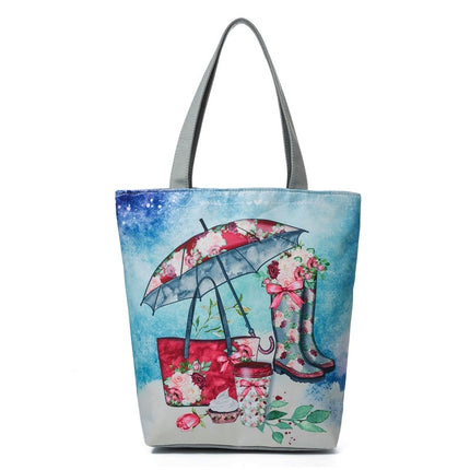 Women's Beach Printed Canvas Handbags - Wnkrs