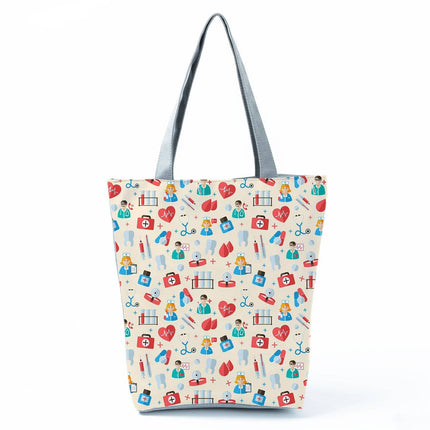 Women's Beach Printed Canvas Handbags - Wnkrs