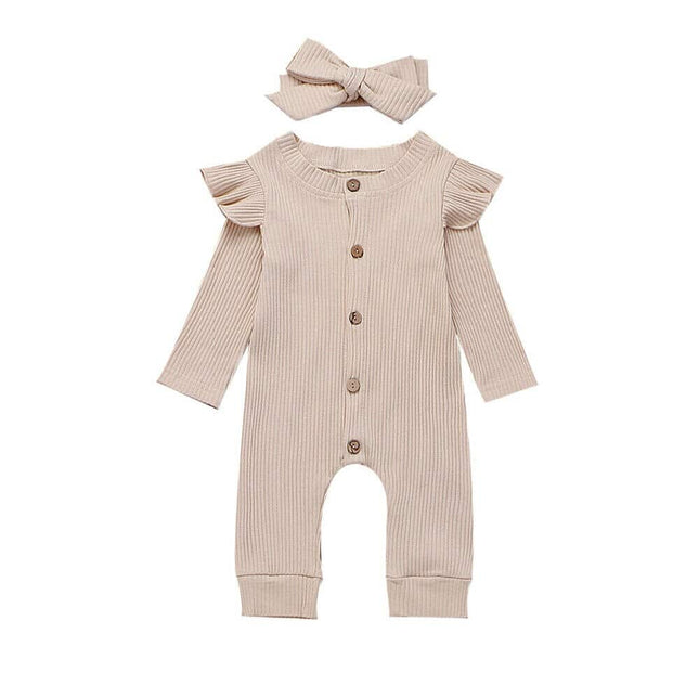Baby Girl Ribbed Jumpsuit with Headband - Wnkrs