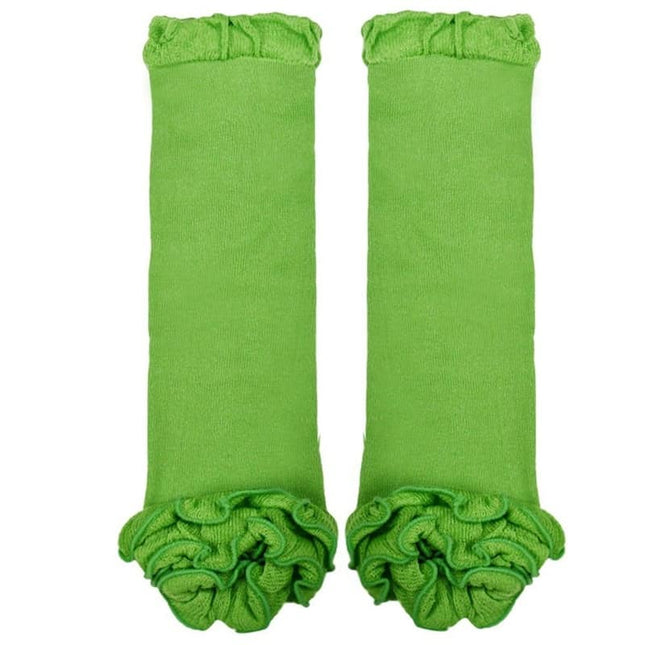 Baby Girl's Cotton Solid Color Leg Warmers With Cascading Rufflers - Wnkrs