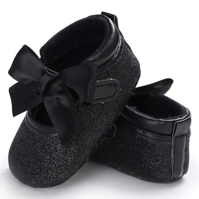 Baby Girl's Lace Up Glitter Bowknot First Walkers - Wnkrs