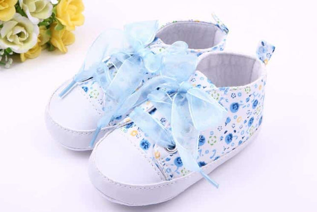 Girl's Ribbon Floral Pattern First Walkers - Wnkrs