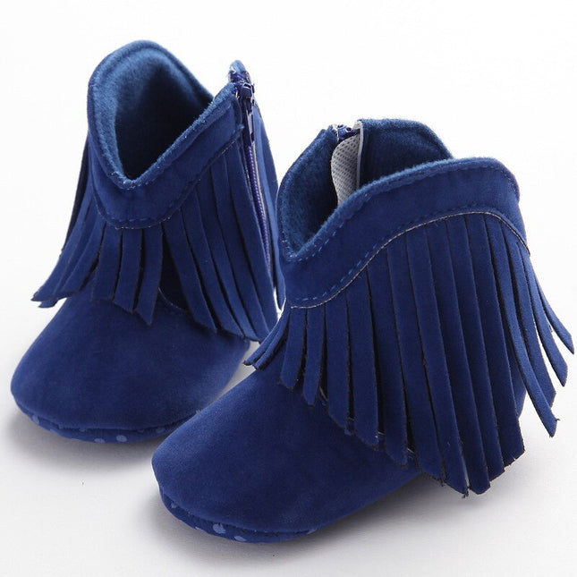 Baby Girl Soft Soled Suede Leather Booties - Wnkrs