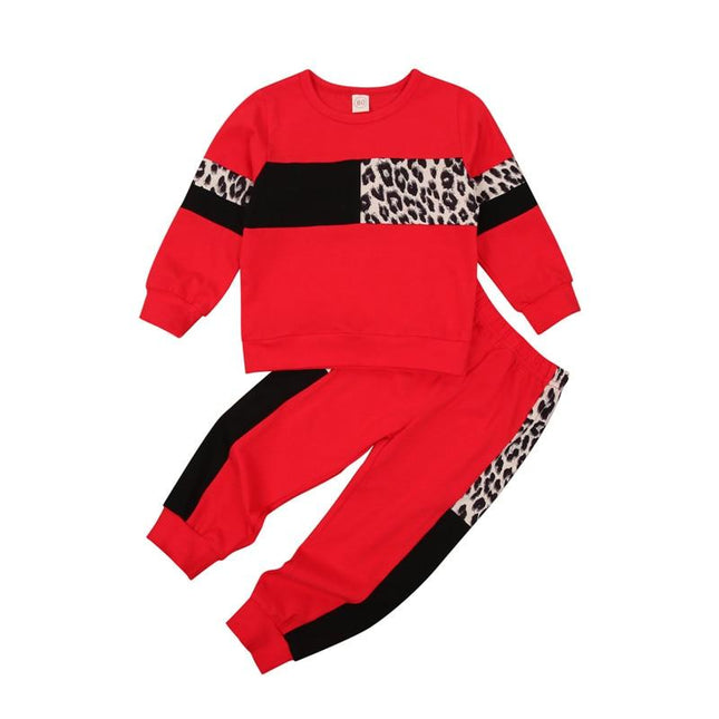 Patchwork Leopard Printed Sports Tracksuit for Girls - Wnkrs