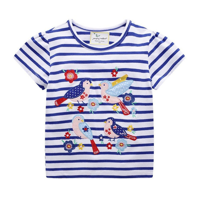 Striped T-shirt With Patches For Girls - Wnkrs