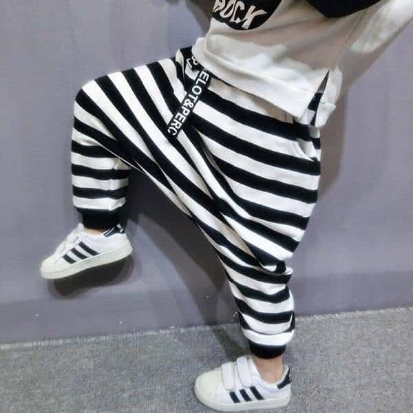 Baby Boy's Black / White Striped Harem Pants - Wnkrs