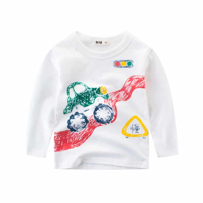 Long Sleeved Vehicle Patterned T-Shirt for Boys - Wnkrs