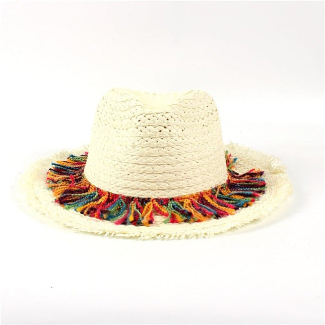 Kid's Boho Style Tassel Decorated Straw Hat - Wnkrs