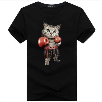 Men's Boxing Cat Printed T-Shirts - Wnkrs