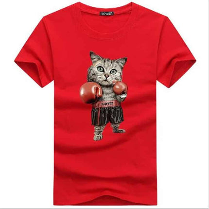 Men's Boxing Cat Printed T-Shirts - Wnkrs