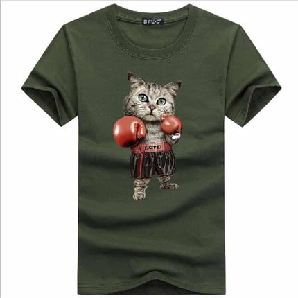 Men's Boxing Cat Printed T-Shirts - Wnkrs