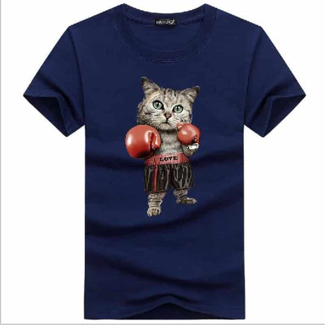 Men's Boxing Cat Printed T-Shirts - Wnkrs