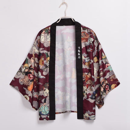 Cartoon Printed Japanese Short Kimono - Wnkrs
