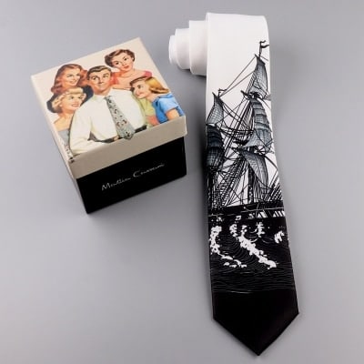 Men's Black and White Graphic Neck Tie - Wnkrs