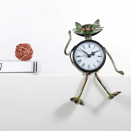 Funny Cat Design Iron Table Clock - wnkrs