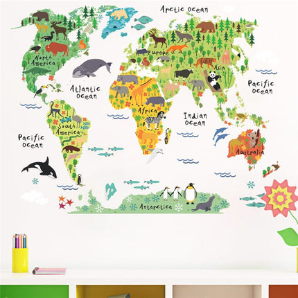World Map/Animals Wall Stickers for Kids Room - Wnkrs